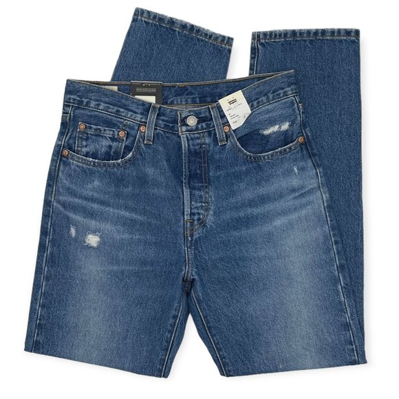 NWT Levi's 501 High Rise Straight Leg Jeans Dark Wash Quality Denim - Picture 2 of 6